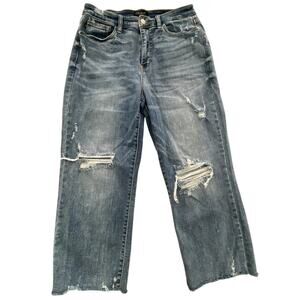 Judy Blue Wide Leg High RIse Distressed Raw Hem Denim Size 13